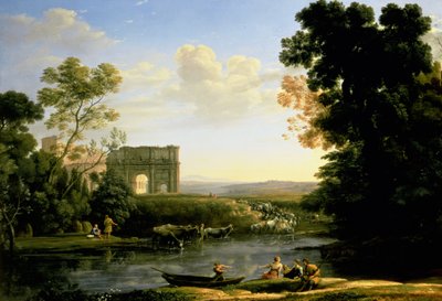 Pastoral Capriccio with the Arch of Constantinople by Claude Lorrain